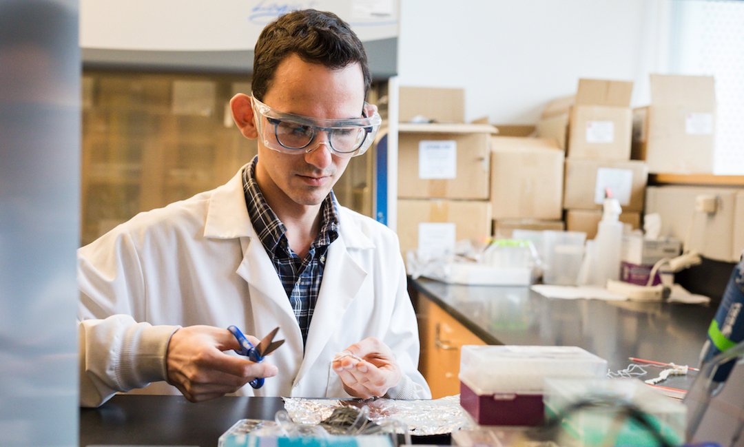 Matthew Fainor in a lab