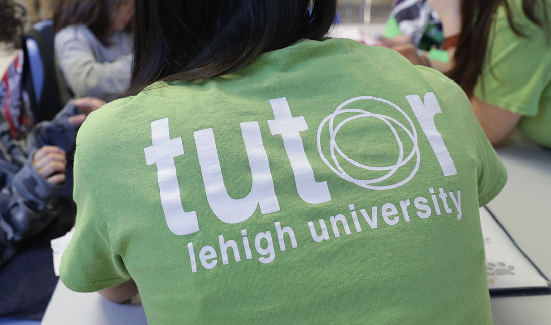 Back of T-shirt that says "tutor Lehigh University"