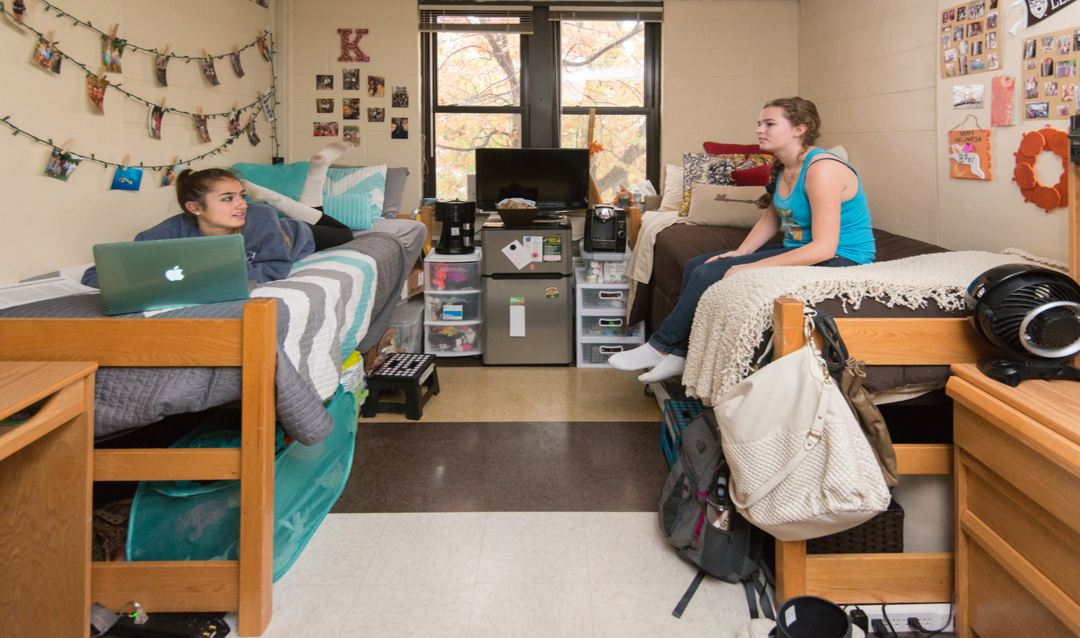 Two girls in their dorm room